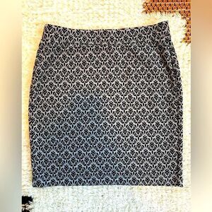Loft Petite Black Grey Paisley Knit Preppy Mini Skirt
